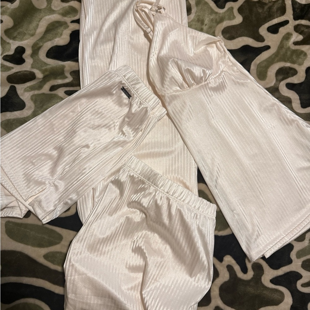 Elegant Cream Satin Pajama Set